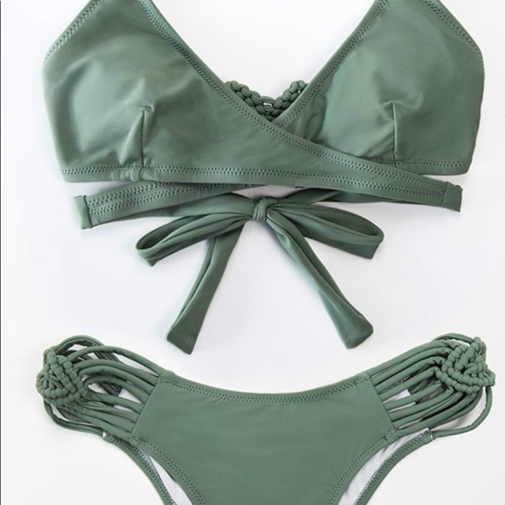 NWT Cupshe Dusty Green Strappy Wrap Bikini